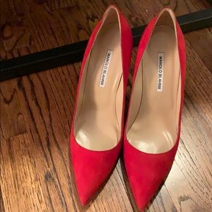 Manikin Blahnik apple red suede pumps 41.5